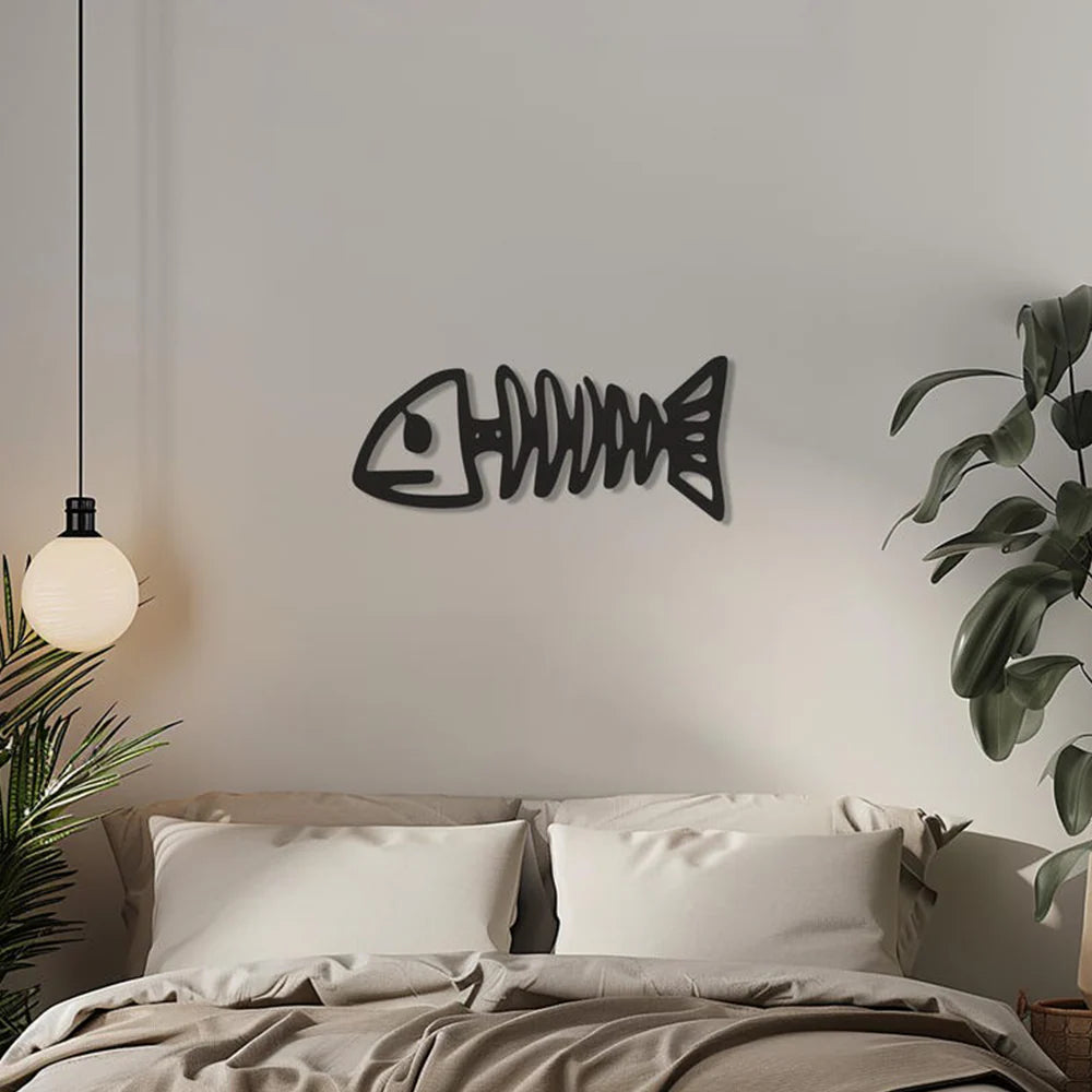 Fish Skeleton Metal Wall Art Decor