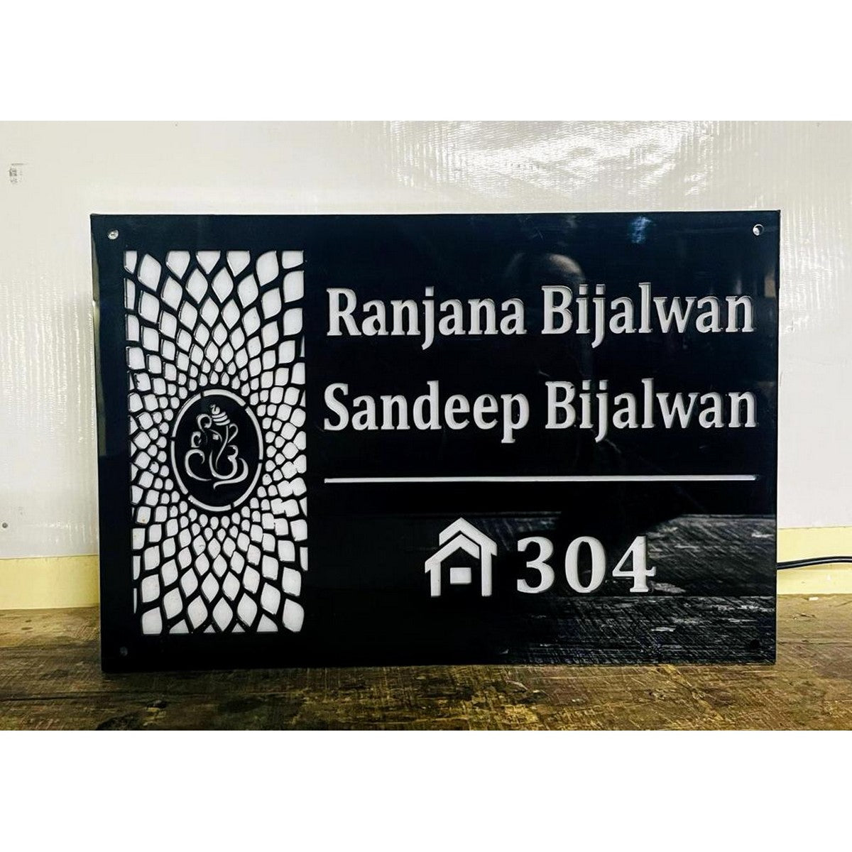 Acrylic LED Name Plate for Home – Warm White Design - Harshita Craft