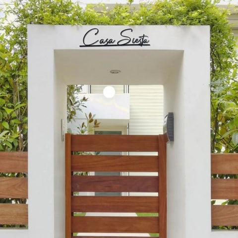 Personalized Modern Laser Cut Metal Name Plate for Home | Weatherproof Steel Design