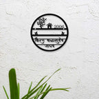 Personalized Metal Name Plate for Home – Laser Cut Round Steel Name Plate (Outdoor Safe) - Harshita Craft