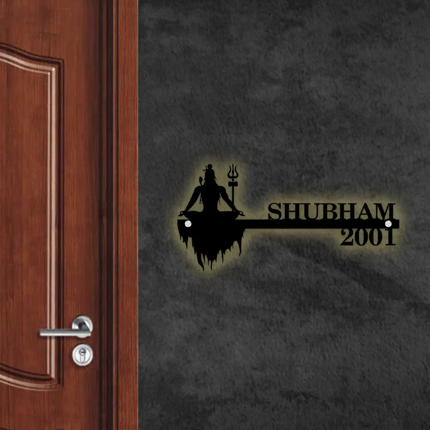 Personalized Religious Metal Name Plate for Home | Laser Cut Steel - Harshita Craft