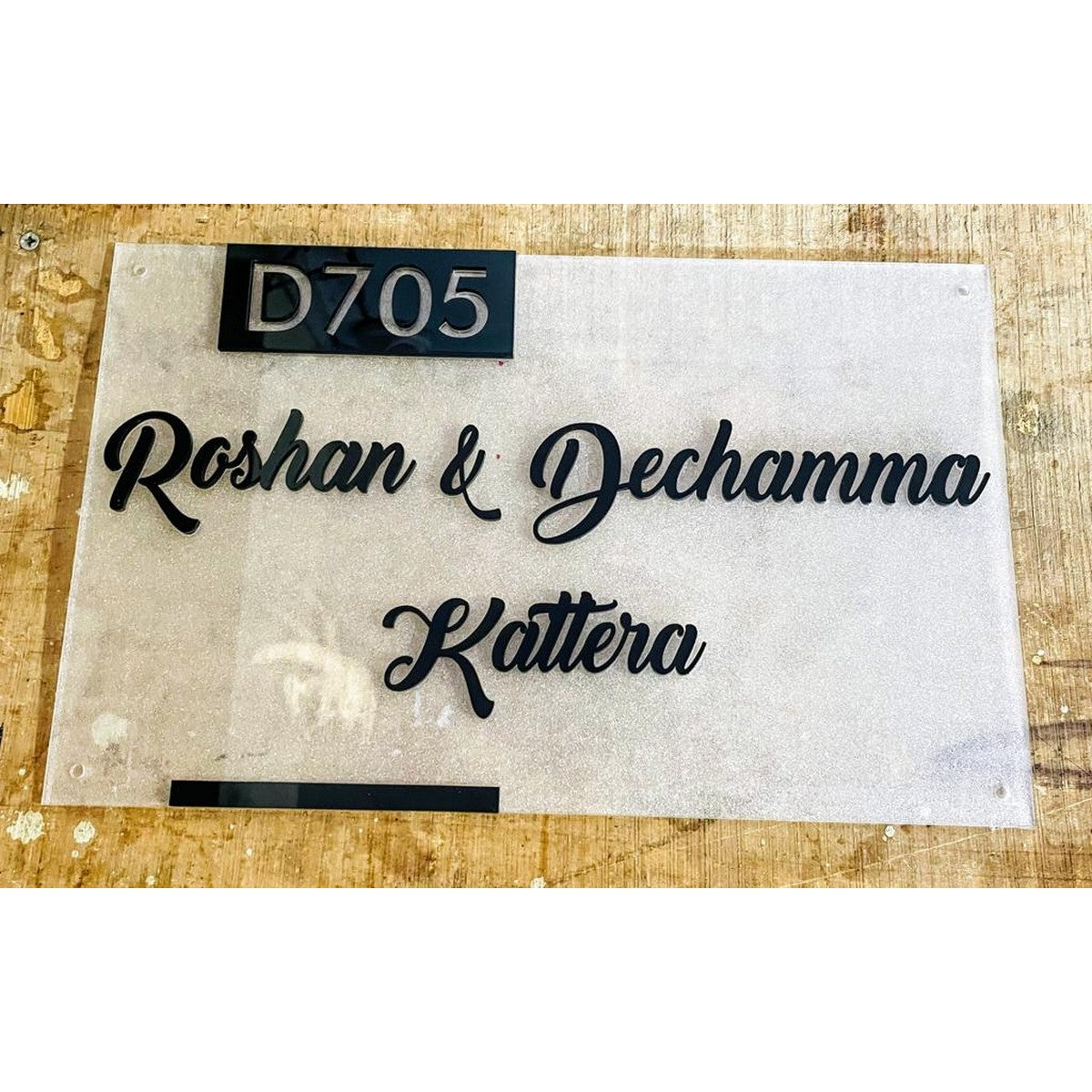 Frosted Custom Acrylic Name Plate Design for Home
