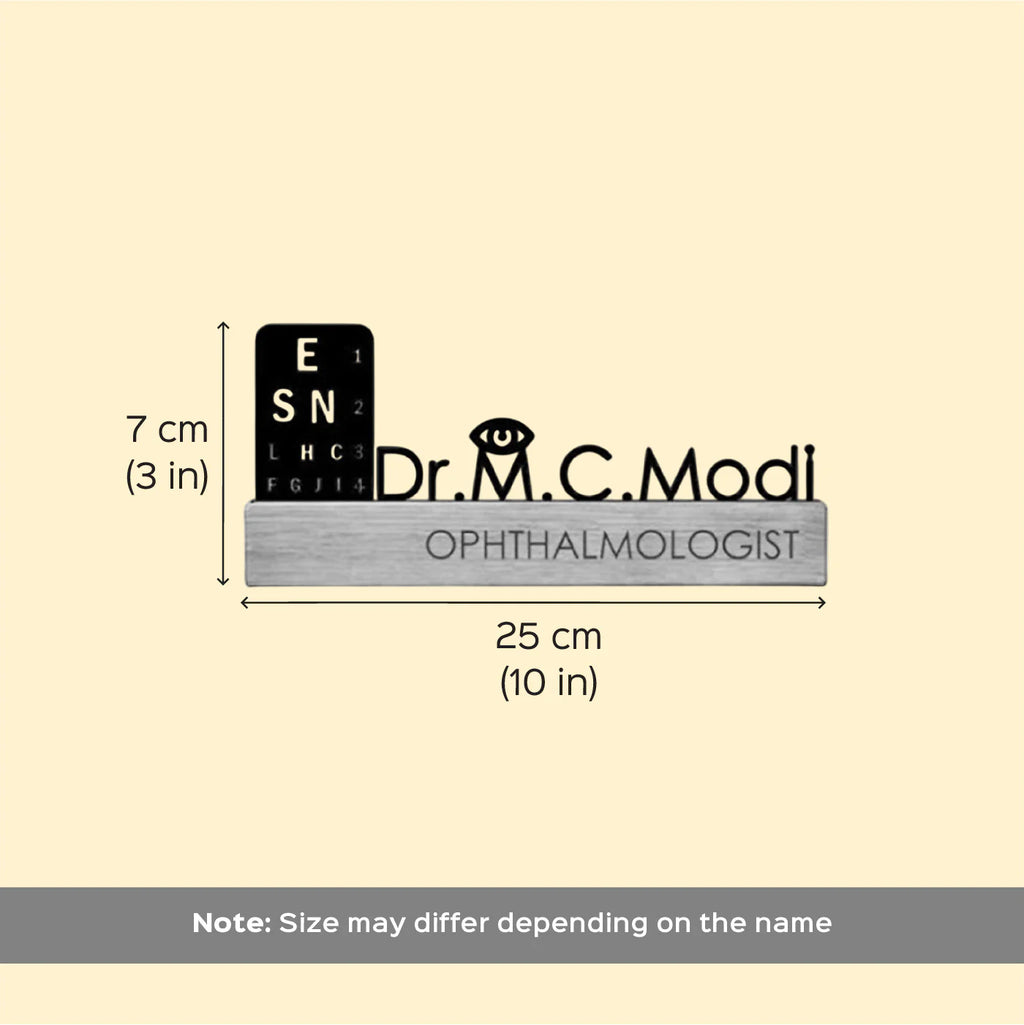 Personalized Minimal Desk Table Name Plate for Ophthalmologist