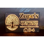 Tree Design Golden Acrylic LED Name Plate