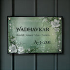 ACP Based UV Printed Floral Acrylic Name Plate – Custom Home Design - Harshita Craft