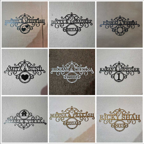 Premium Metal Name Plate for Home – Personalized Weatherproof Mild Steel Name Plate for House Entrance (Outdoor Safe)