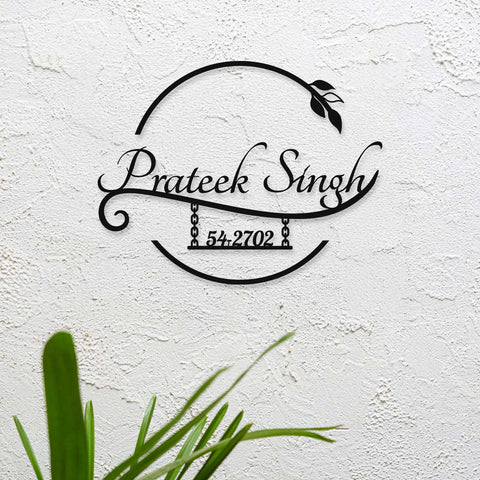 Personalized Laser Cut Elegant Steel Metal Name Plate for Home