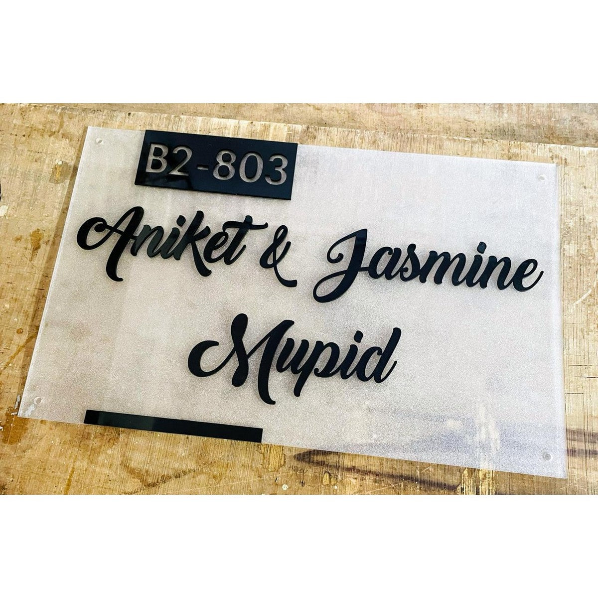 Frosted Acrylic Embossed Letters Name Plate 