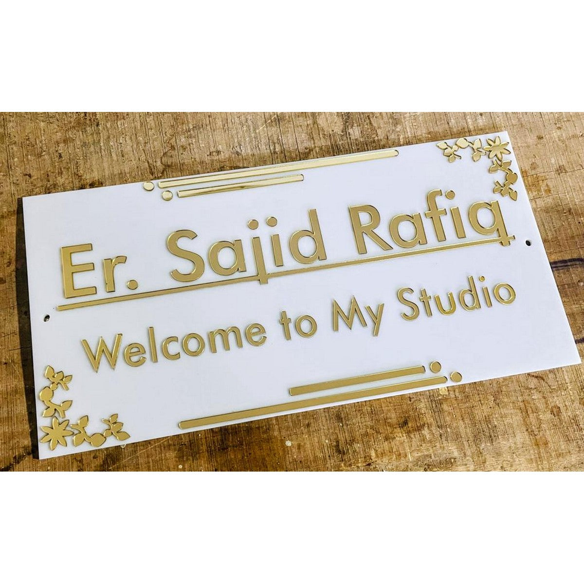 Acrylic Waterproof Name Plate with Gold Embossed Letters