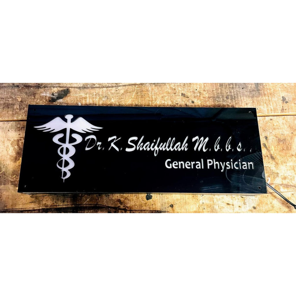 Doctor Acrylic LED Wall Name Plate - Harshita Craft