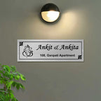 Personalized Ganpati Theme Stainless Steel Metal Name Plate for Home | Modern Laser-Cut Design - Harshita Craft