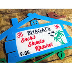 Multicolor Acrylic Hut Shape Name Plate for Home