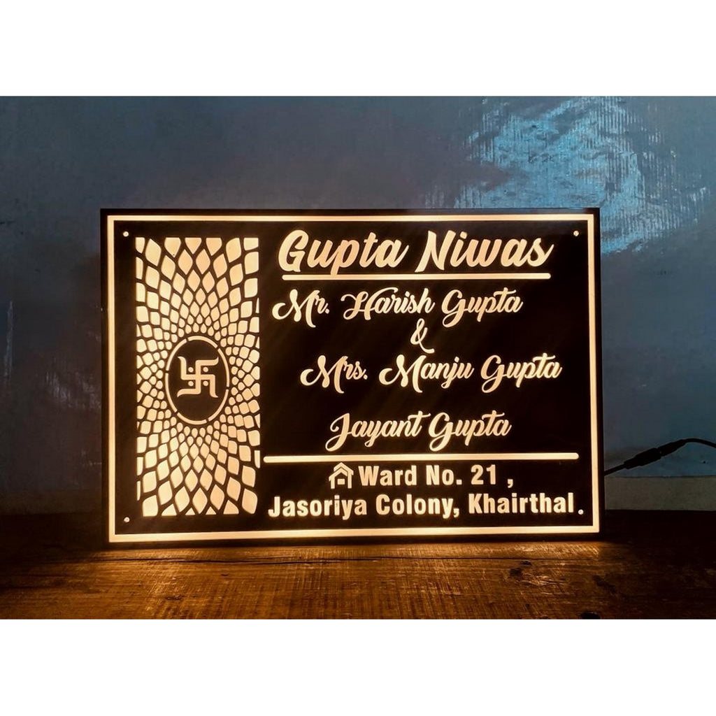 Personalized Acrylic LED Name Plate for Home 