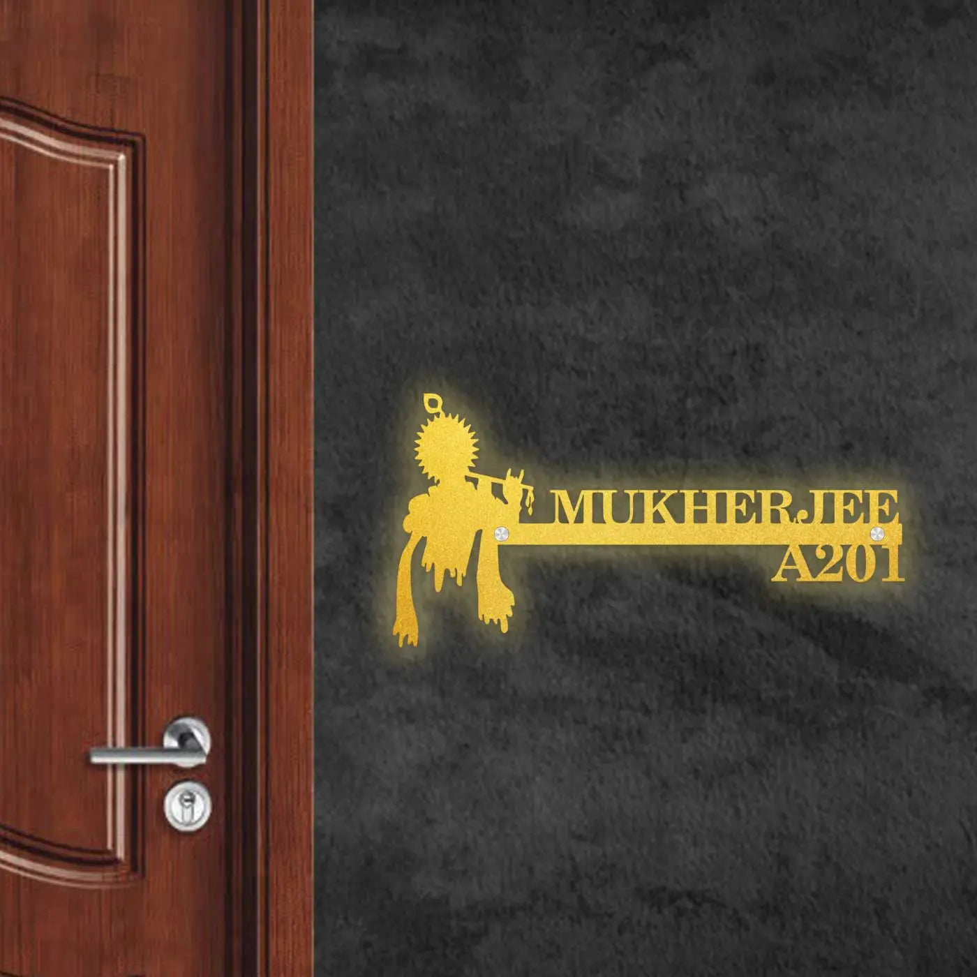 Personalized Metal Name Plate for Home – Religious Theme Laser Cut - Harshita Craft