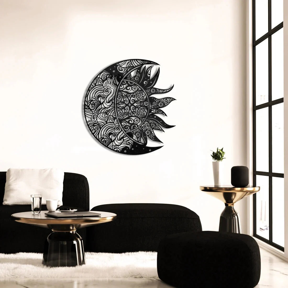 Sun & Moon Mandala Metal Wall Art