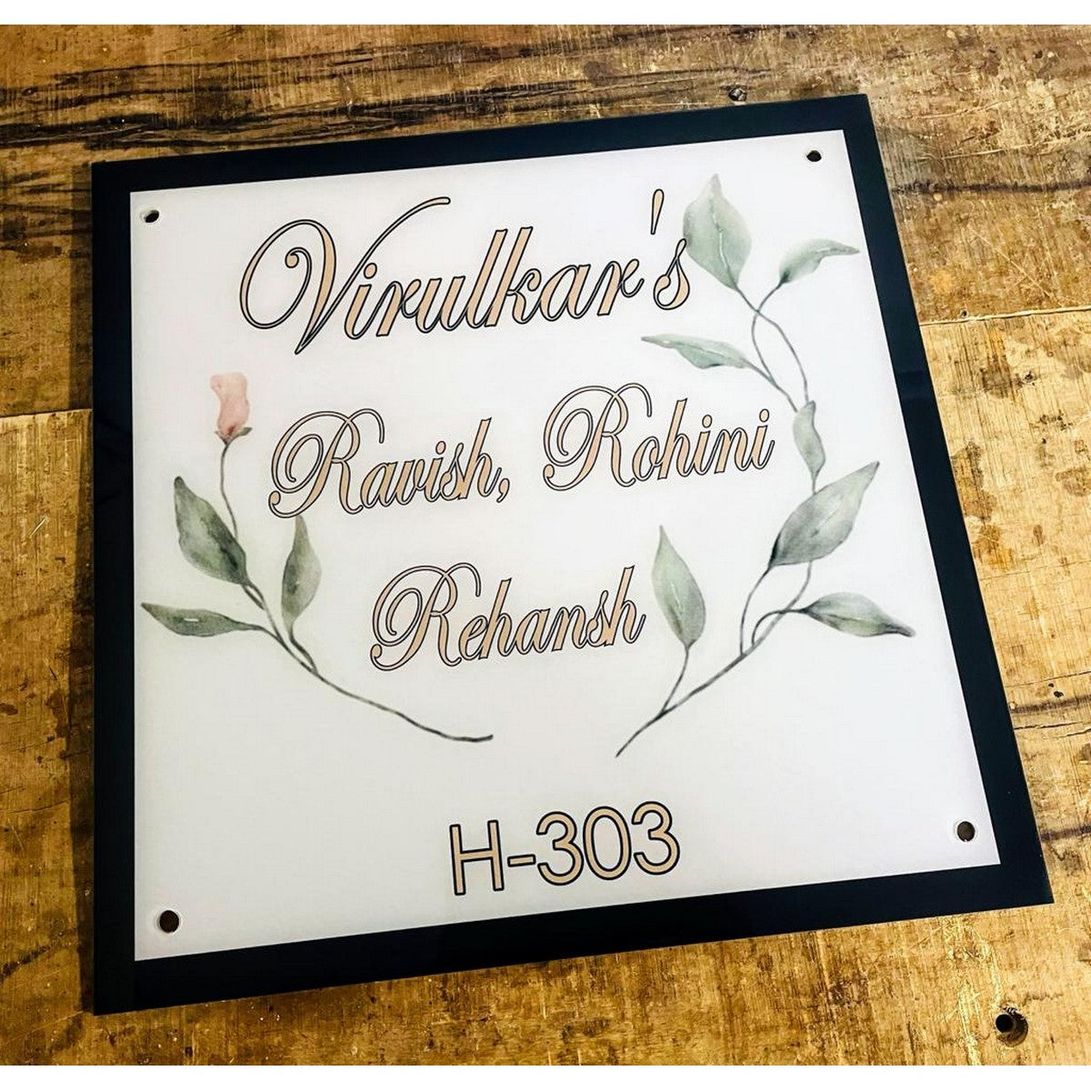 Personalized Acrylic Name Plate Design for Home
