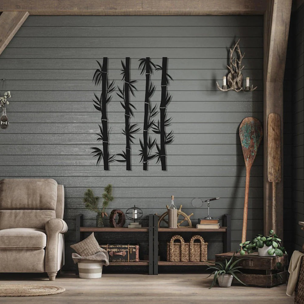 Bamboo Sticks Metal Wall Art Decor