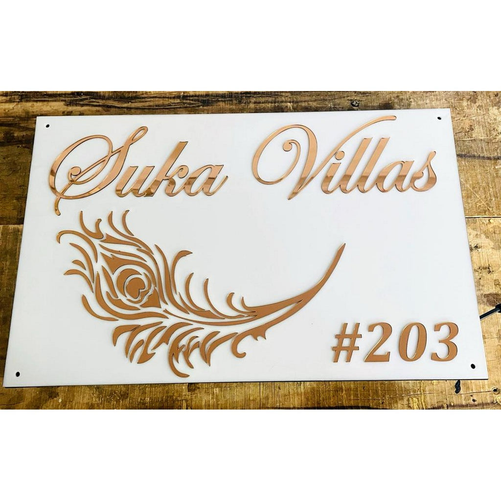 Mor Pankh LED Acrylic Name Plate Design for Home
