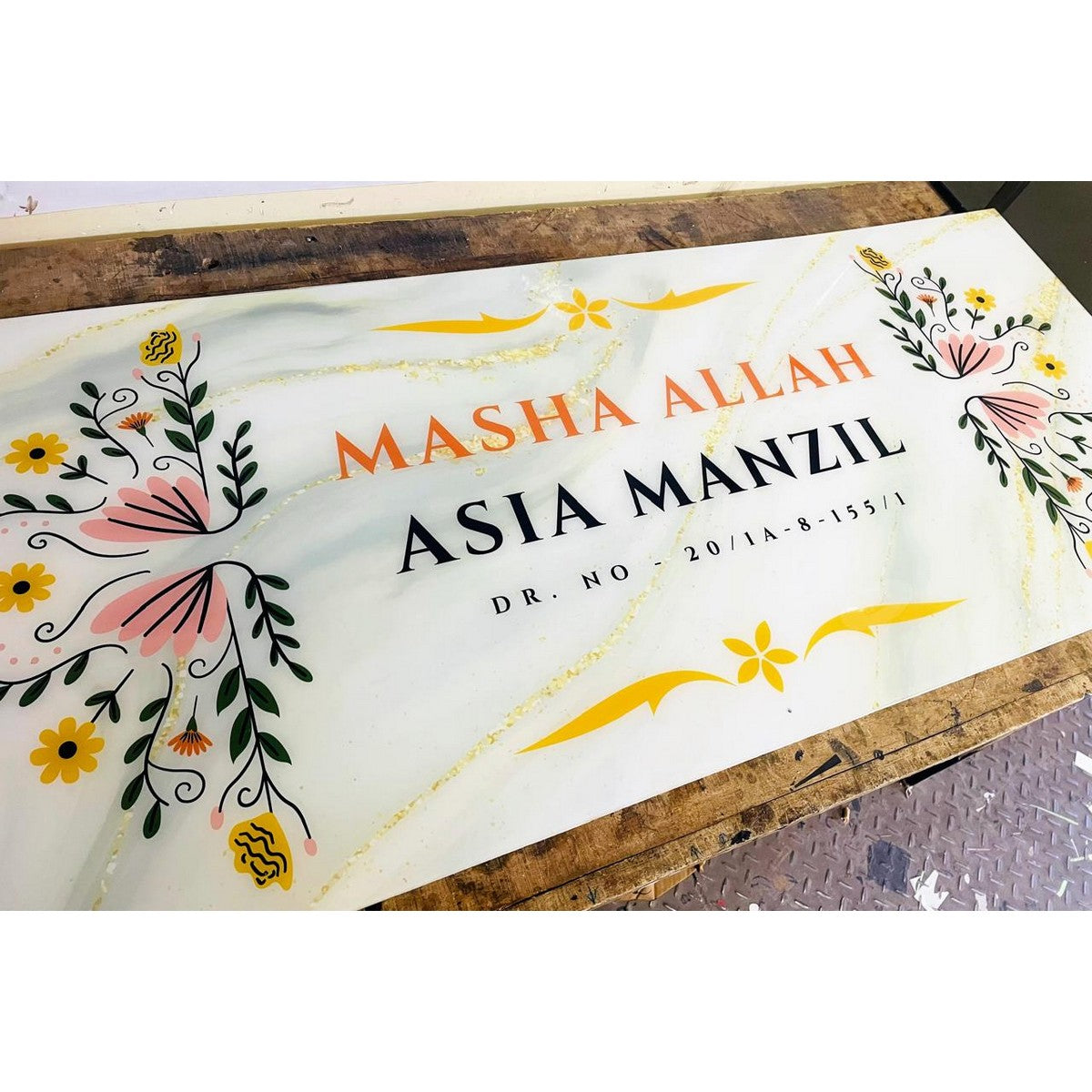 Acrylic Multicolor UV Printed Villa Name Plate | Premium Acrylic Name Plate Design for Home - Harshita Craft