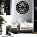 Floral Mandala Circle Metal Wall Art