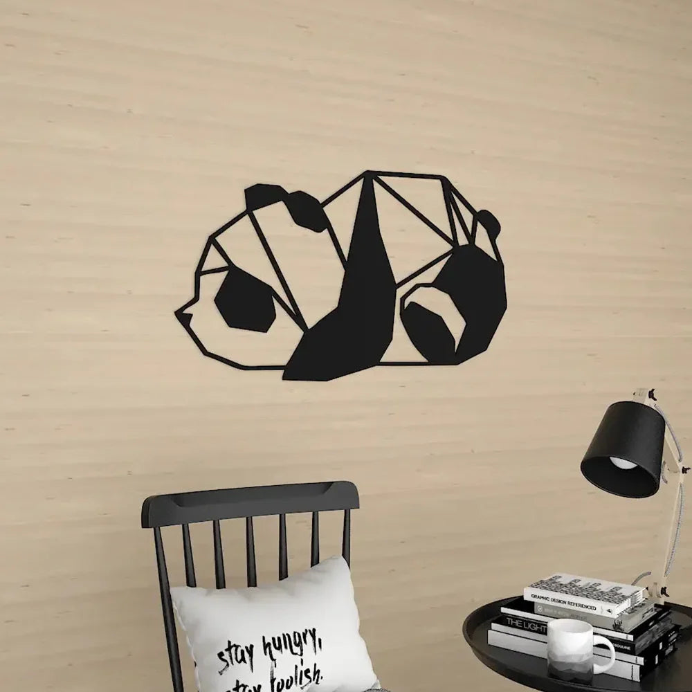 Geometric Lazy Panda Metal Wall Art 