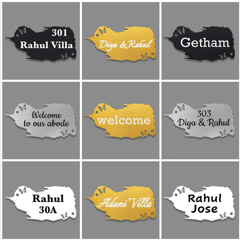 Personalized Metal Name Plate for Home – Weatherproof Butterfly Design