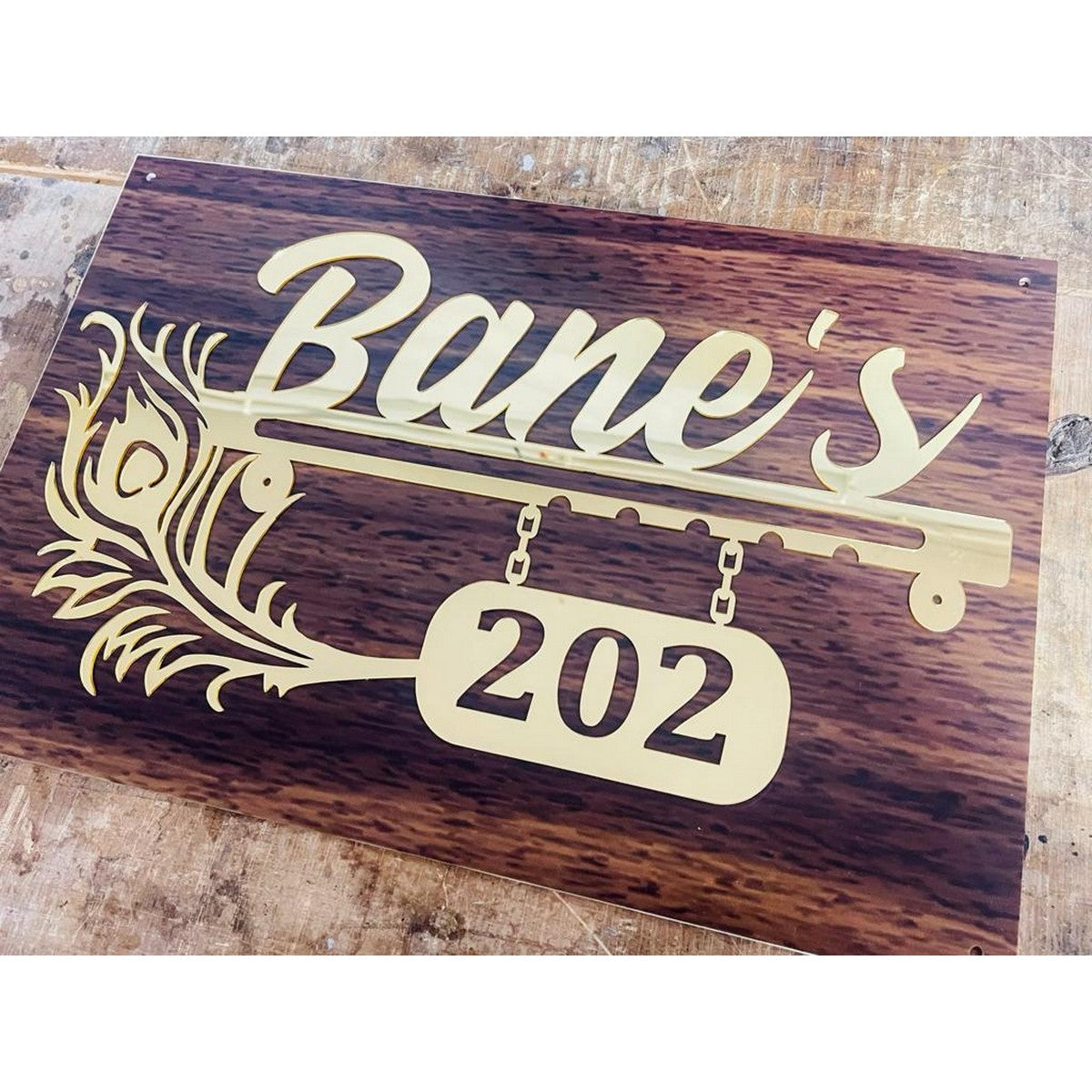 Wooden Texture Acrylic Name Plate 