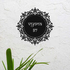 Personalized Laser Cut Round Metal Name Plate for Home - Harshita Craft