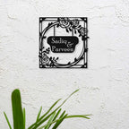 Personalized Metal Name Plate for Home – Rose Theme Steel Design - Harshita Craft