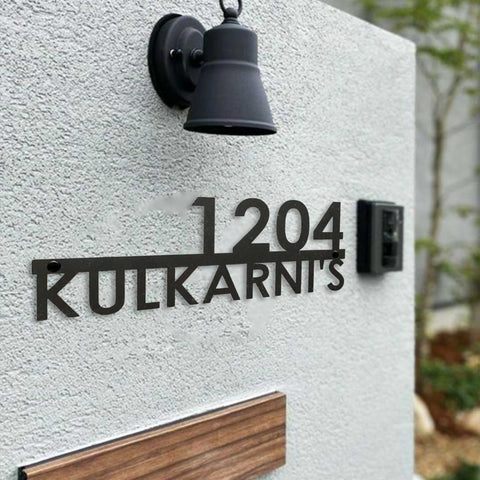 Personalized Metal Name Plate for Home – Modern Weatherproof Steel Name Plate with House Number