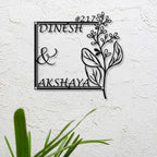Personalized Floral Metal Name Plate for Home | Laser Cut Steel Design - Harshita Craft