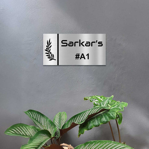 Personalized Leaf Theme Stainless Steel Metal Name Plate for Home & Outdoor