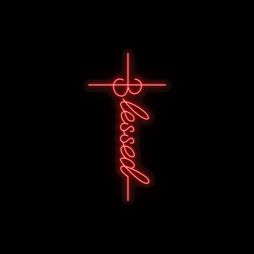 Blessed Neon Sign – Spiritual Neon Light for Room, Bedroom & Prayer Space - Harshita Craft