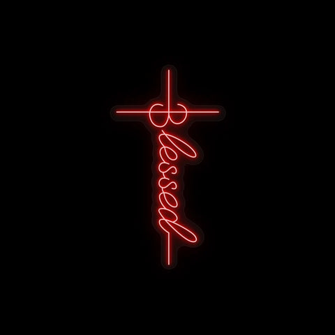 Blessed Neon Sign – Spiritual Neon Light for Room, Bedroom & Prayer Space