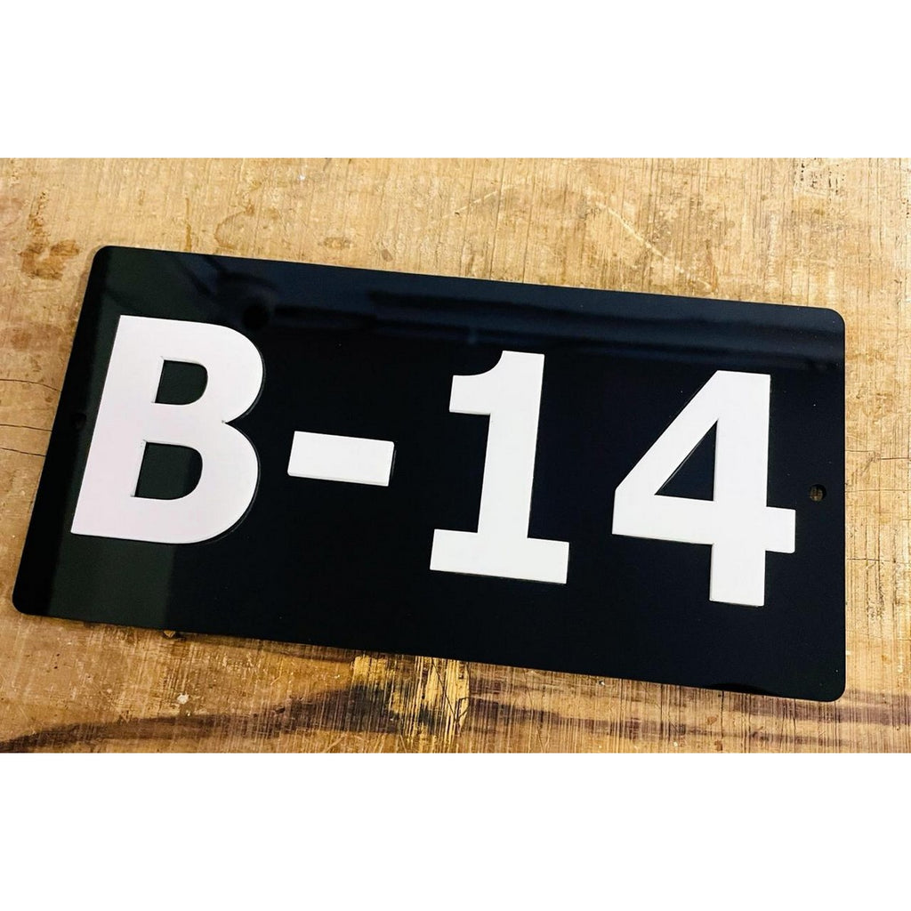 Black & White Acrylic Door Number Plate – Customizable Design - Harshita Craft