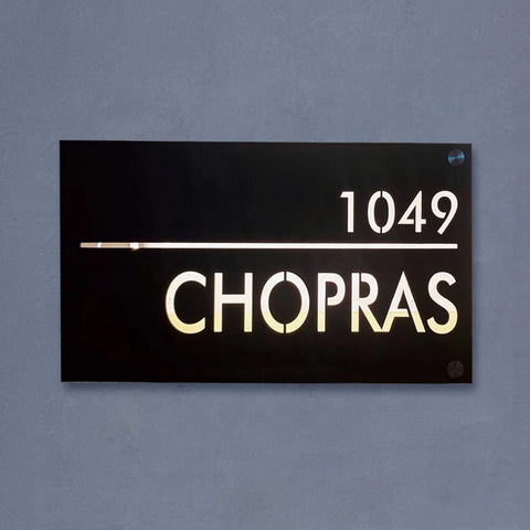 Personalized Waterproof Black Laser Cut Metal LED Name Plate for Home Entrance Outdoor