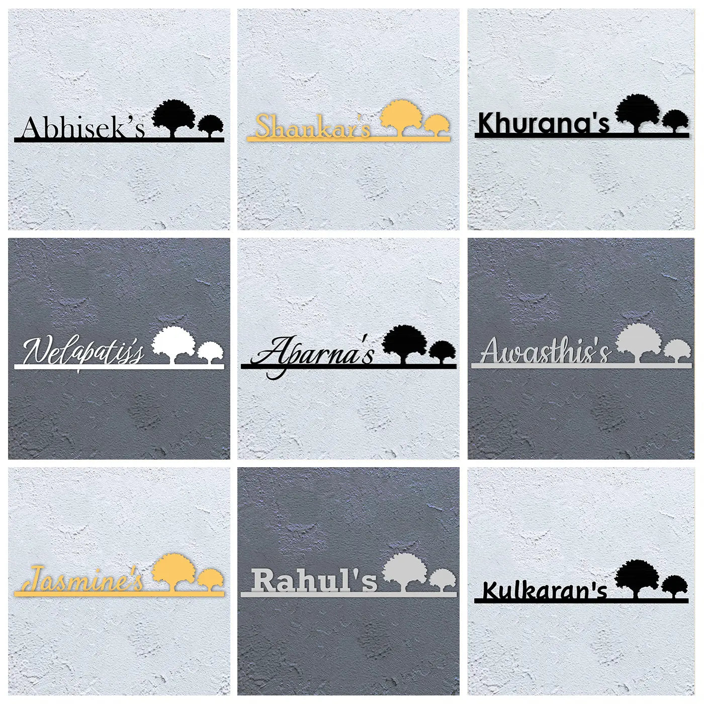 Personalized Laser Cut Tree Theme Metal Name Plate for Home - Harshita Craft
