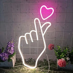 Korean Finger Heart Neon Light
