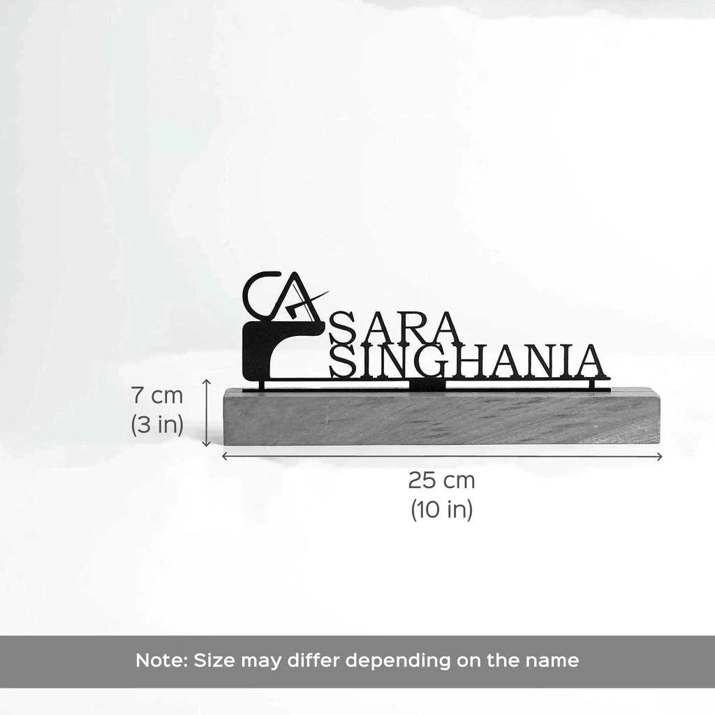 Personalized Desk Metal Name Plate for Chartered Accountant - Harshita Craft
