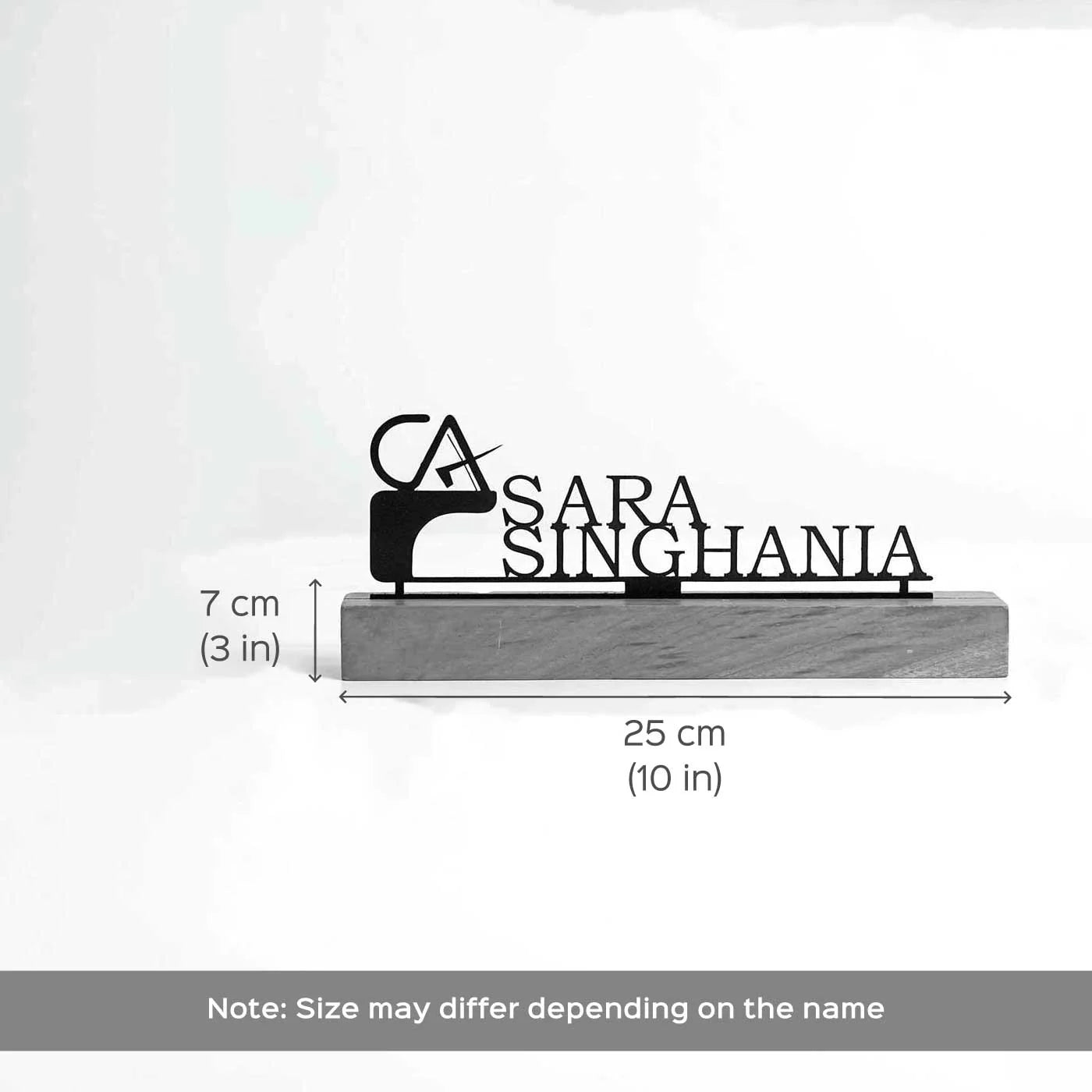 Personalized Desk Metal Name Plate for Chartered Accountant - Harshita Craft