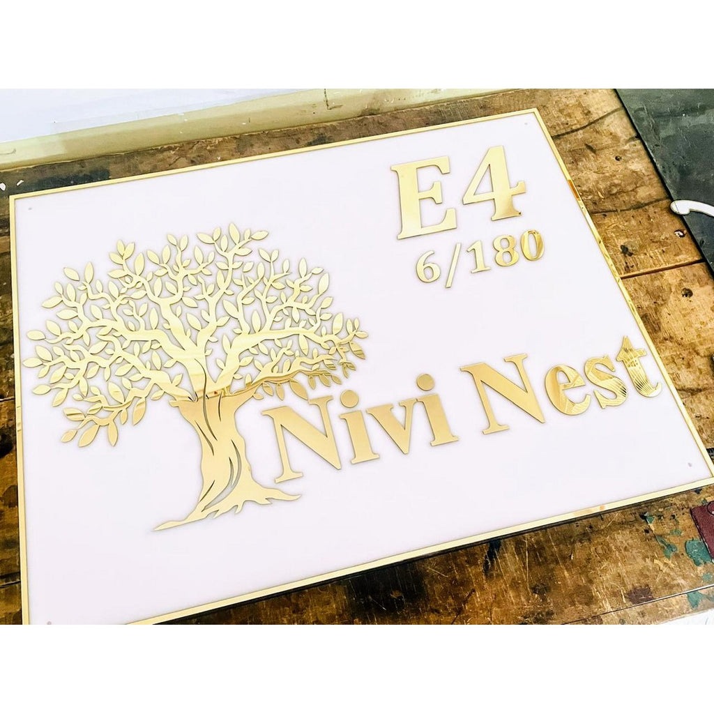 Tree Design Acrylic LED House Name Plate