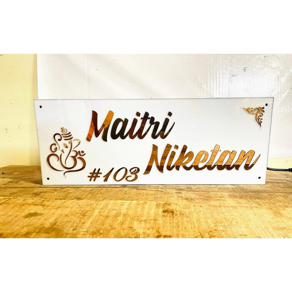 Custom Acrylic LED Name Plate with Embossed Letters – Waterproof