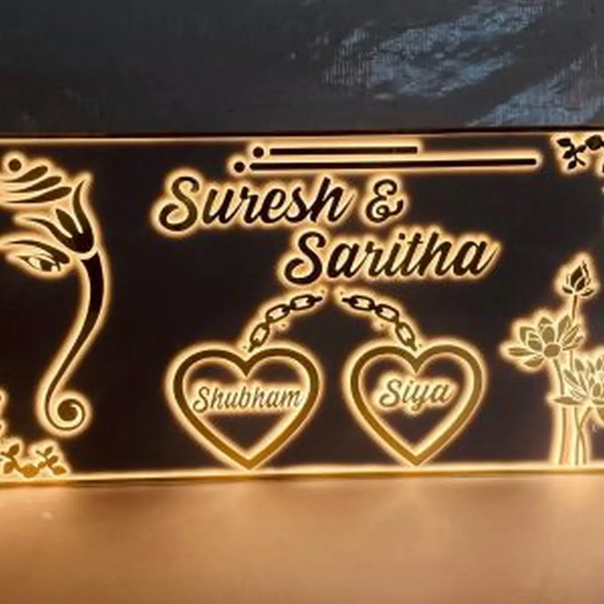 3D Acrylic LED Name Plate for Home | Fancy Acrylic Name Plate Design with Light - Harshita Craft