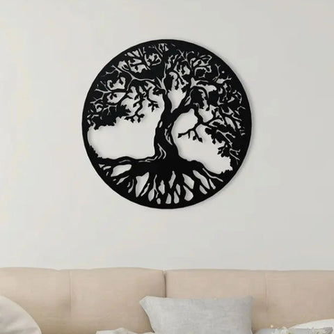 Tree Roots Circle Metal Wall Art