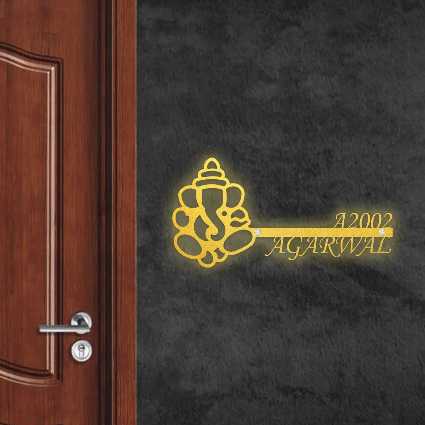 Personalized Metal Name Plate for Home – Laser Cut Religious Design (Outdoor & Indoor) - Harshita Craft