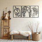 Abstract Woman With Flower Metal Wall Art