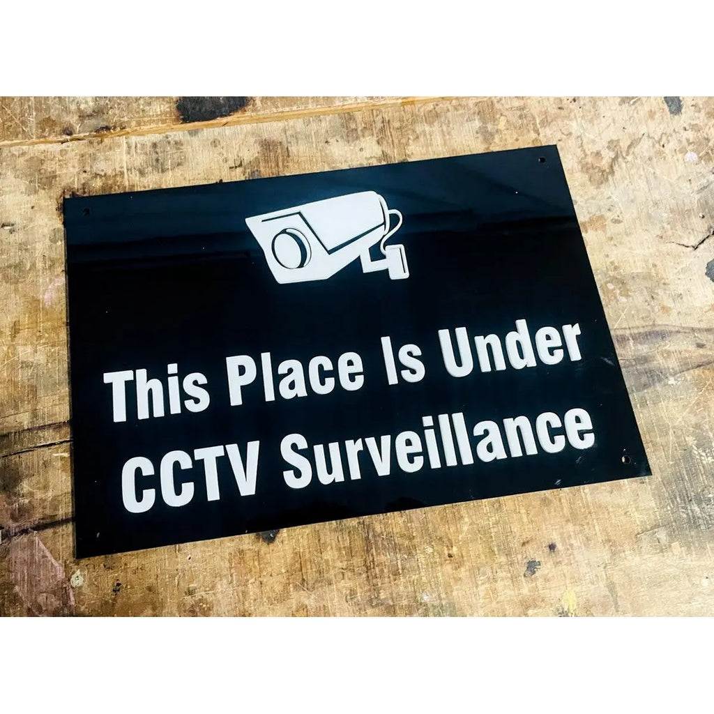 Acrylic Embossed CCTV Name Plate for Home