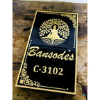 Black & Golden LED Acrylic Name Plate for Home
