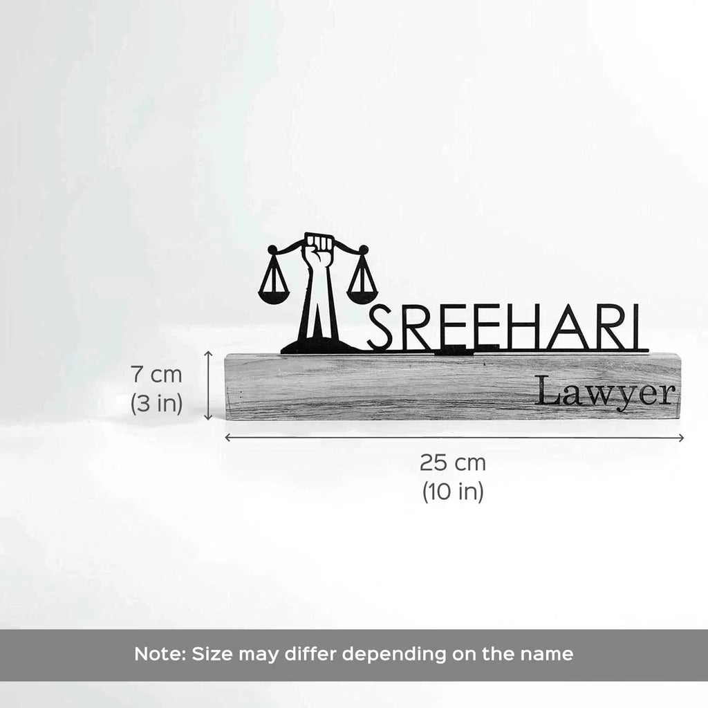 Personalized Minimal Desk Metal Name Plate for Lawyers – Premium Office Nameplate - Harshita Craft