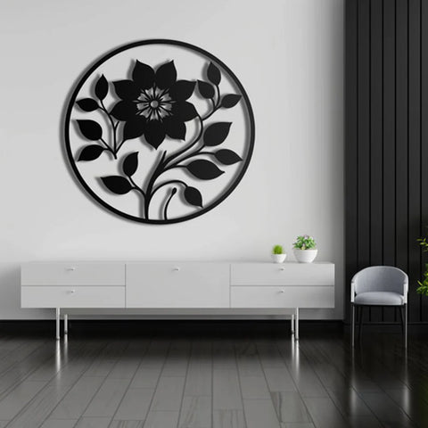 Floral Leaf Circle Metal Wall Art 